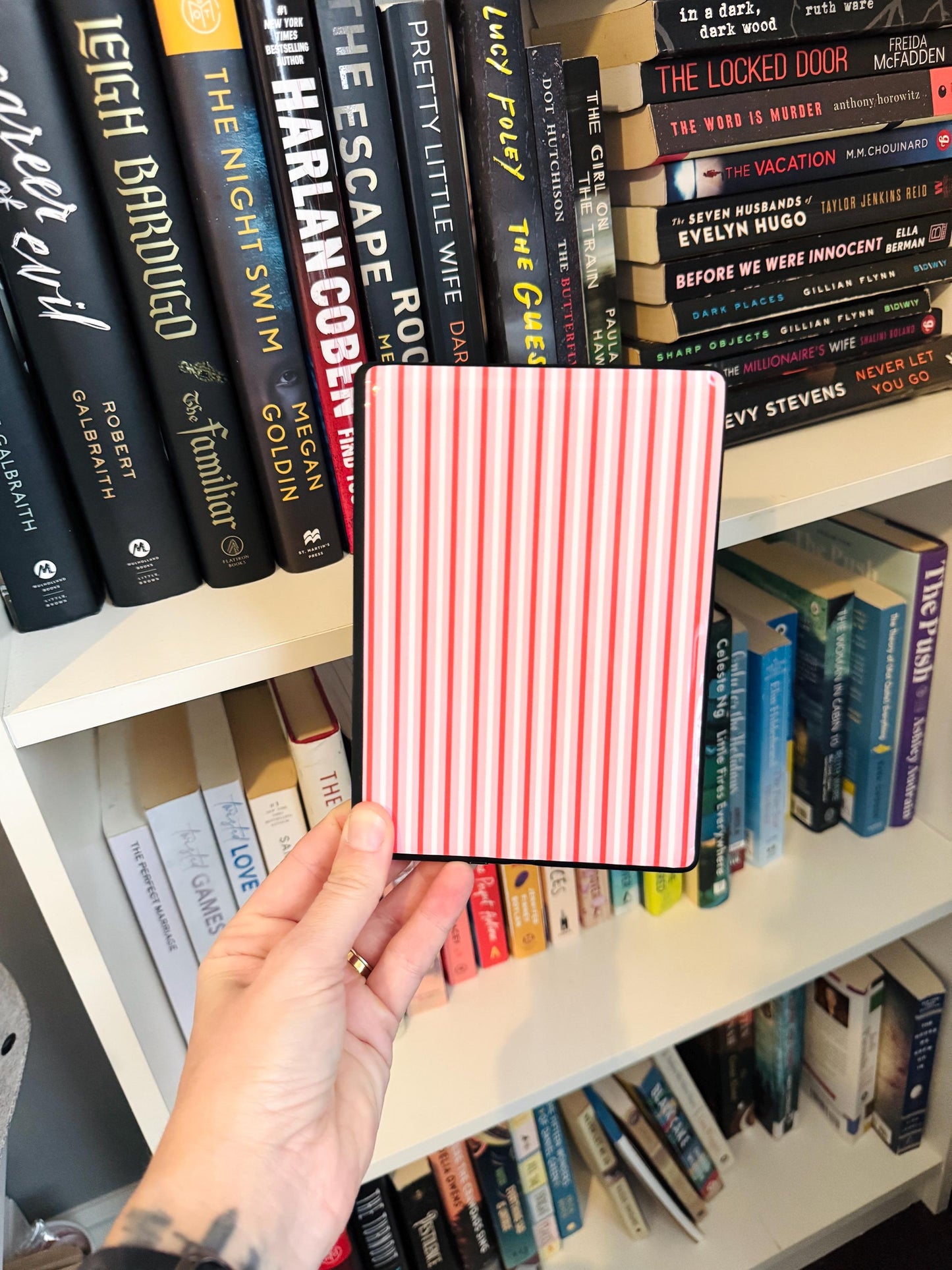 Red White & Royal Pink Pinstripe Kindle Skin