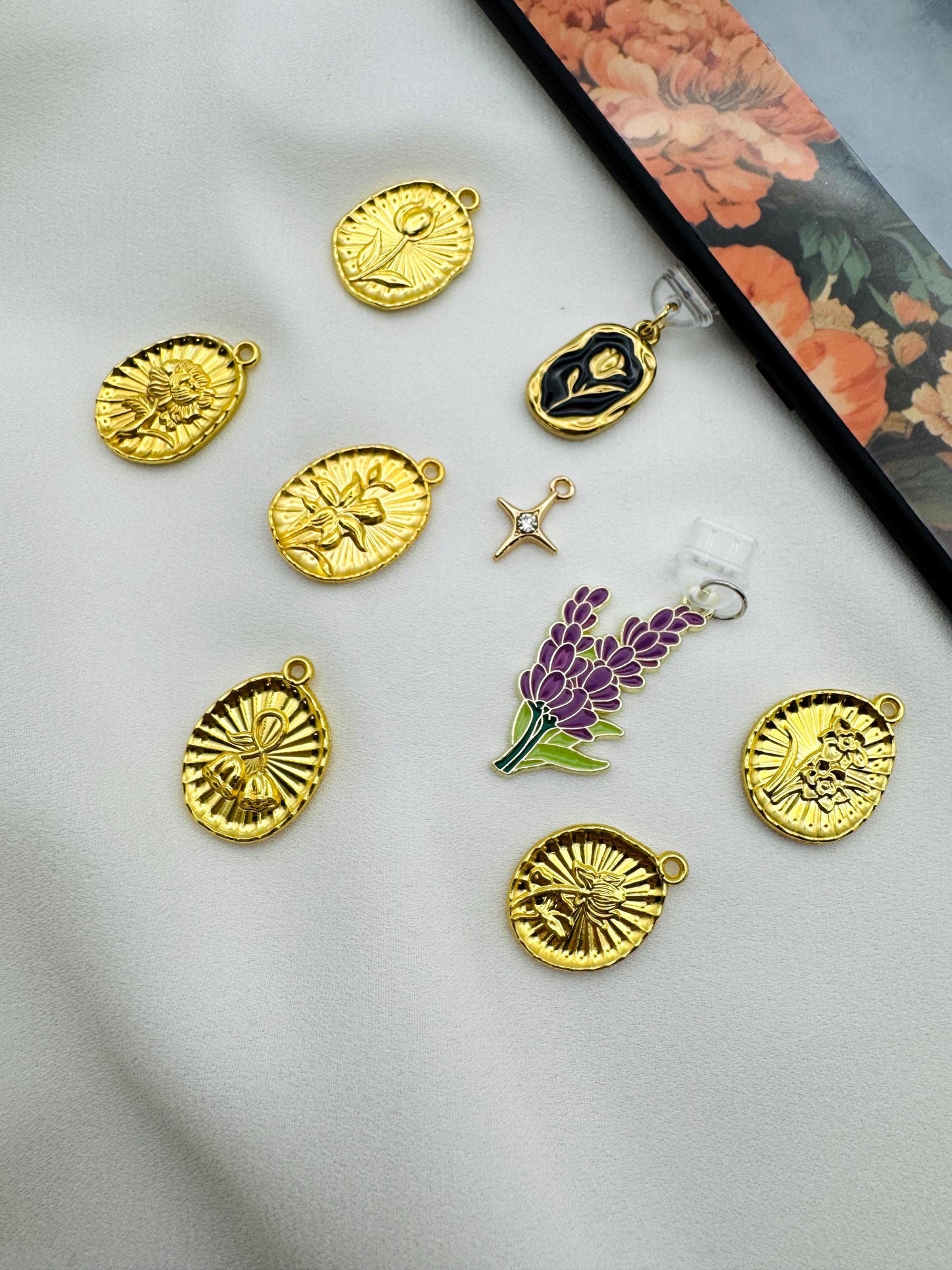 Dark Academia Floral Kindle Charms Collection