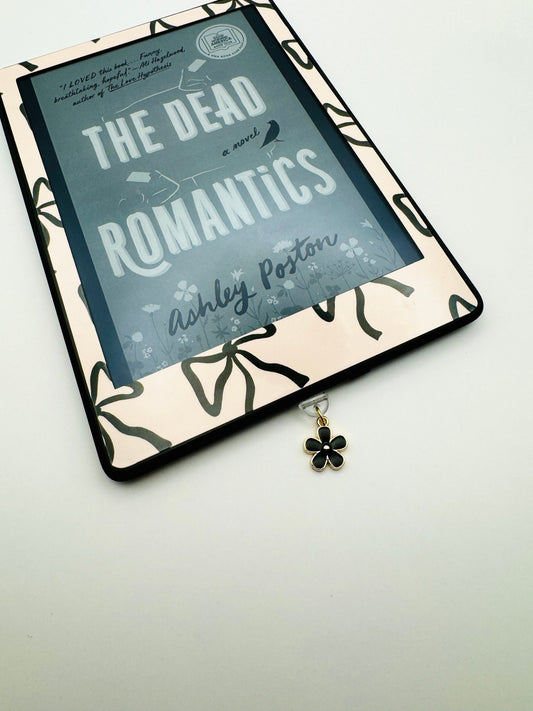 Black Flower Kindle Charm