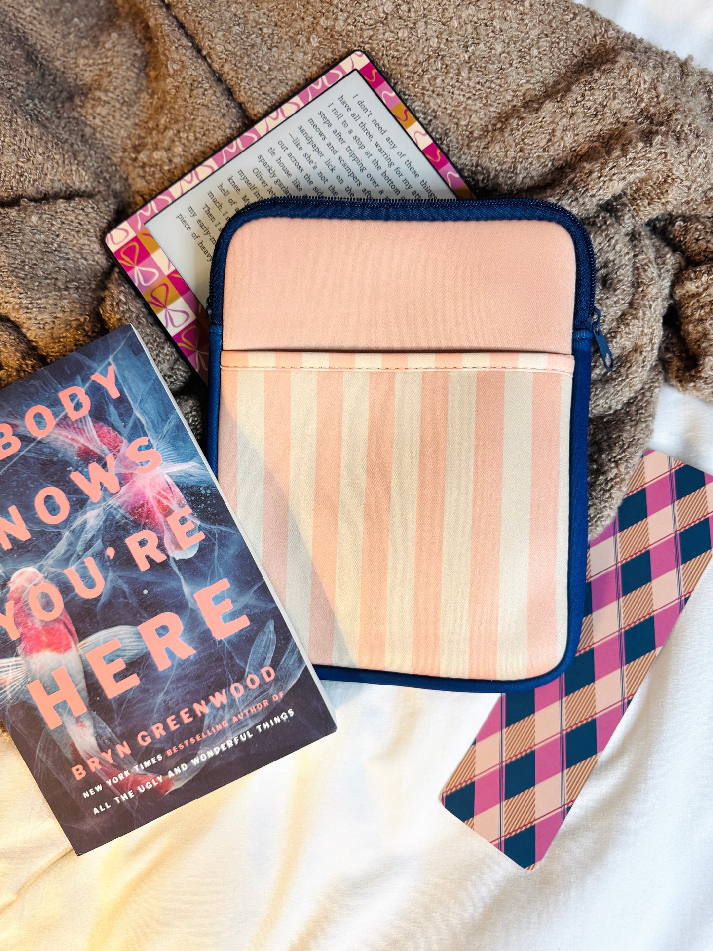 Peach & Navy Color Block Book + E-reader Pouch