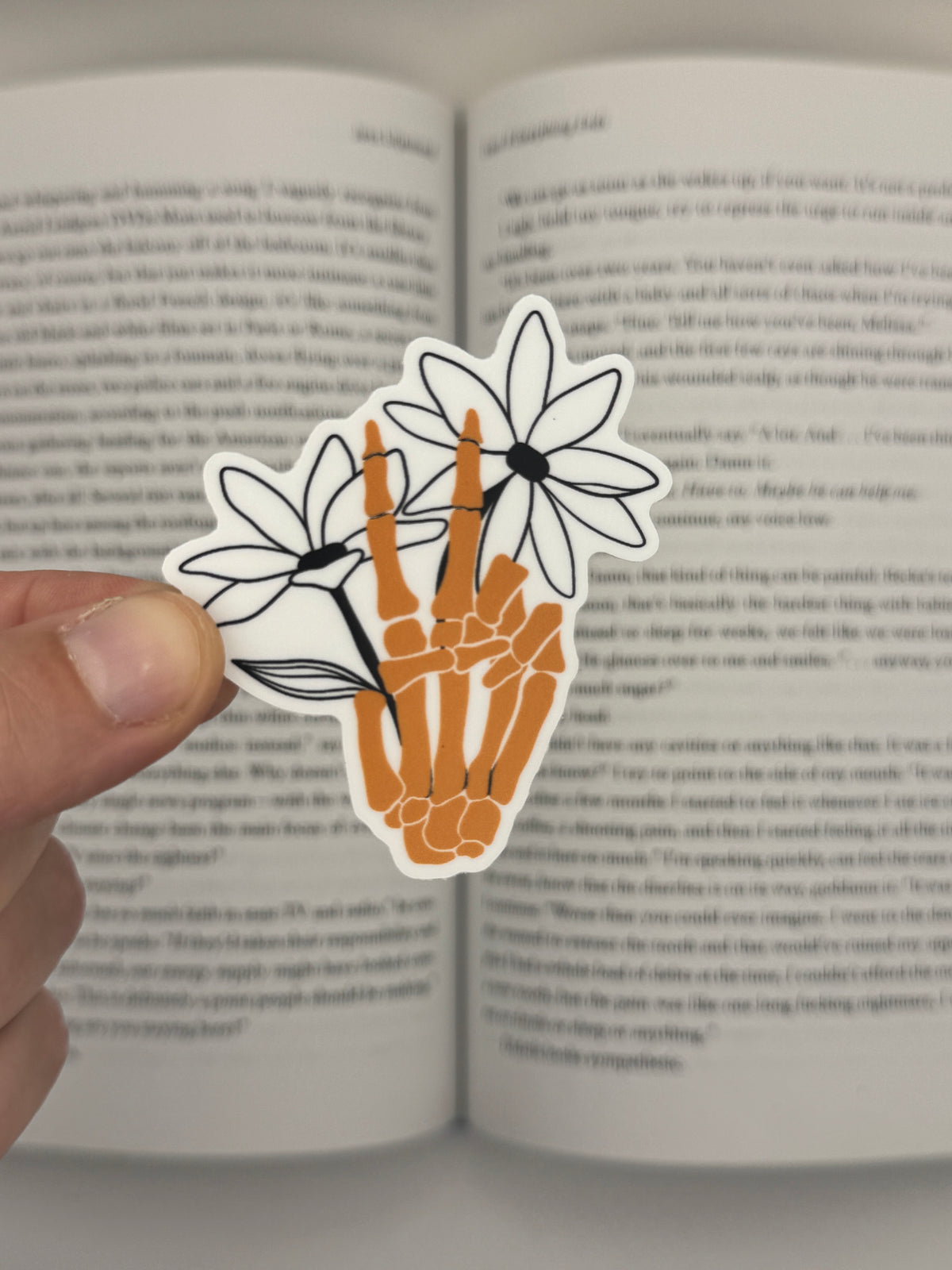 Skeleton Peace Floral Sticker