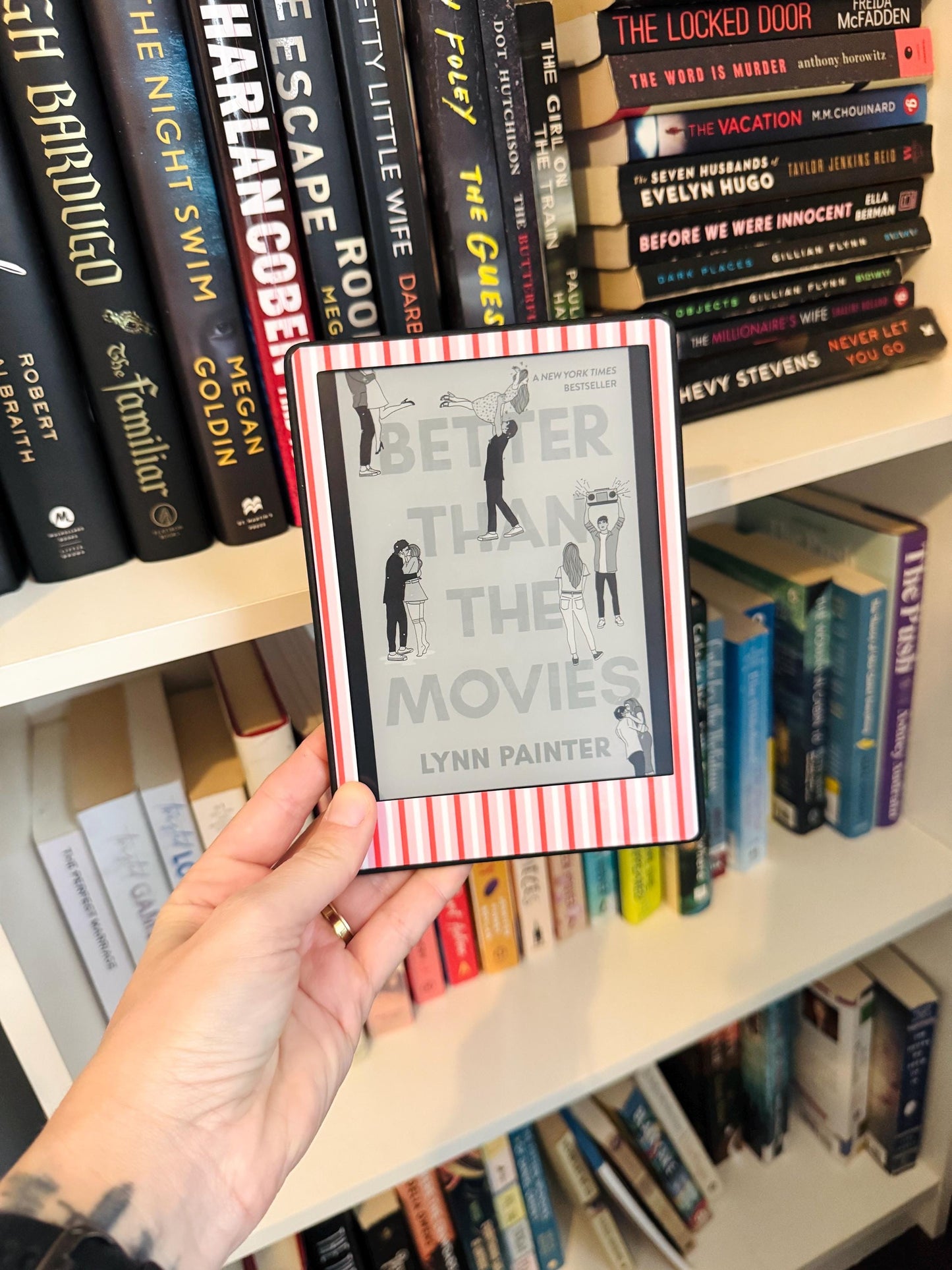 Red White & Royal Pink Pinstripe Kindle Skin