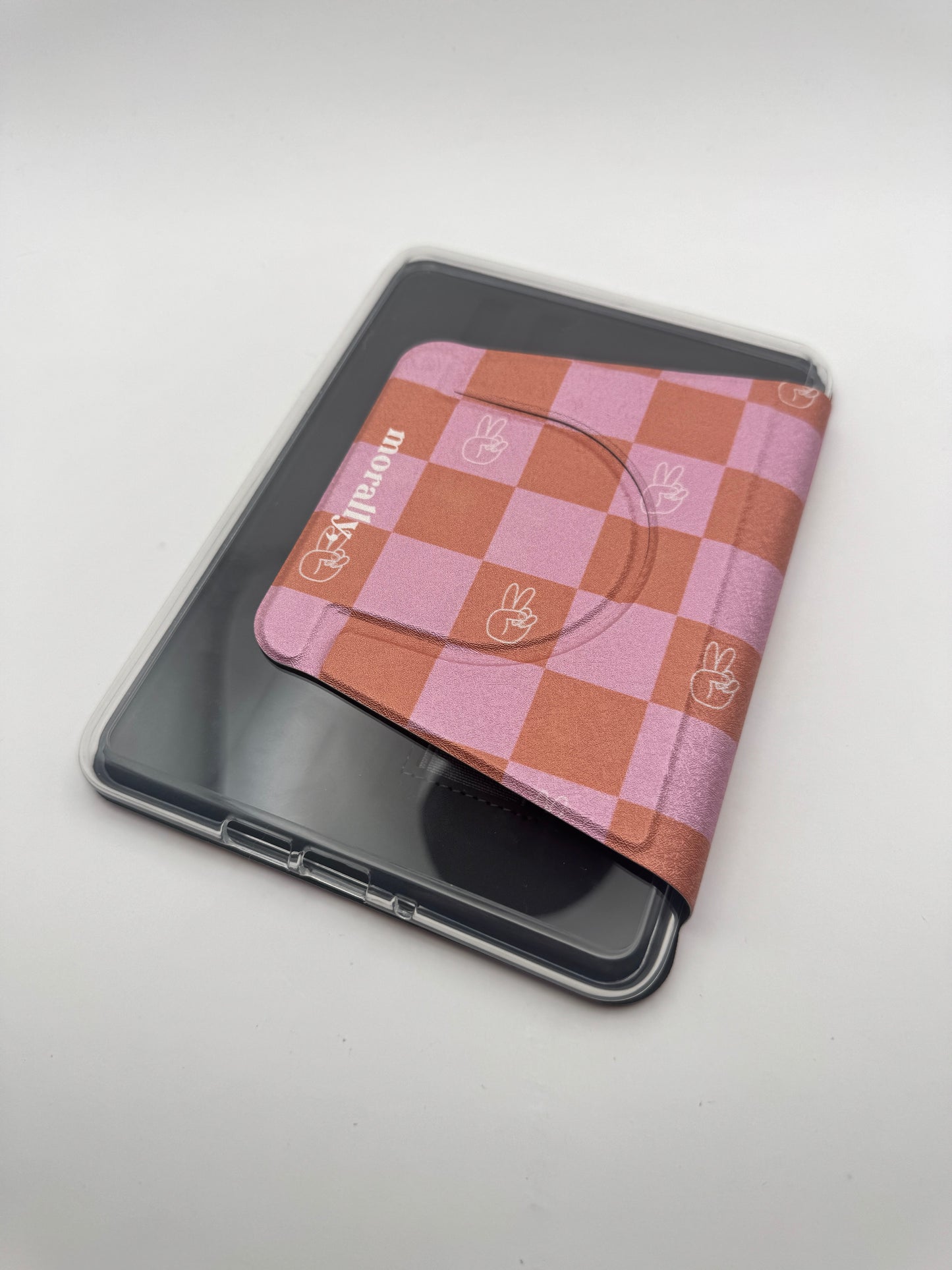 Peace Checker Kindle Case with Clear Back and Removable Cover & Hand Strap