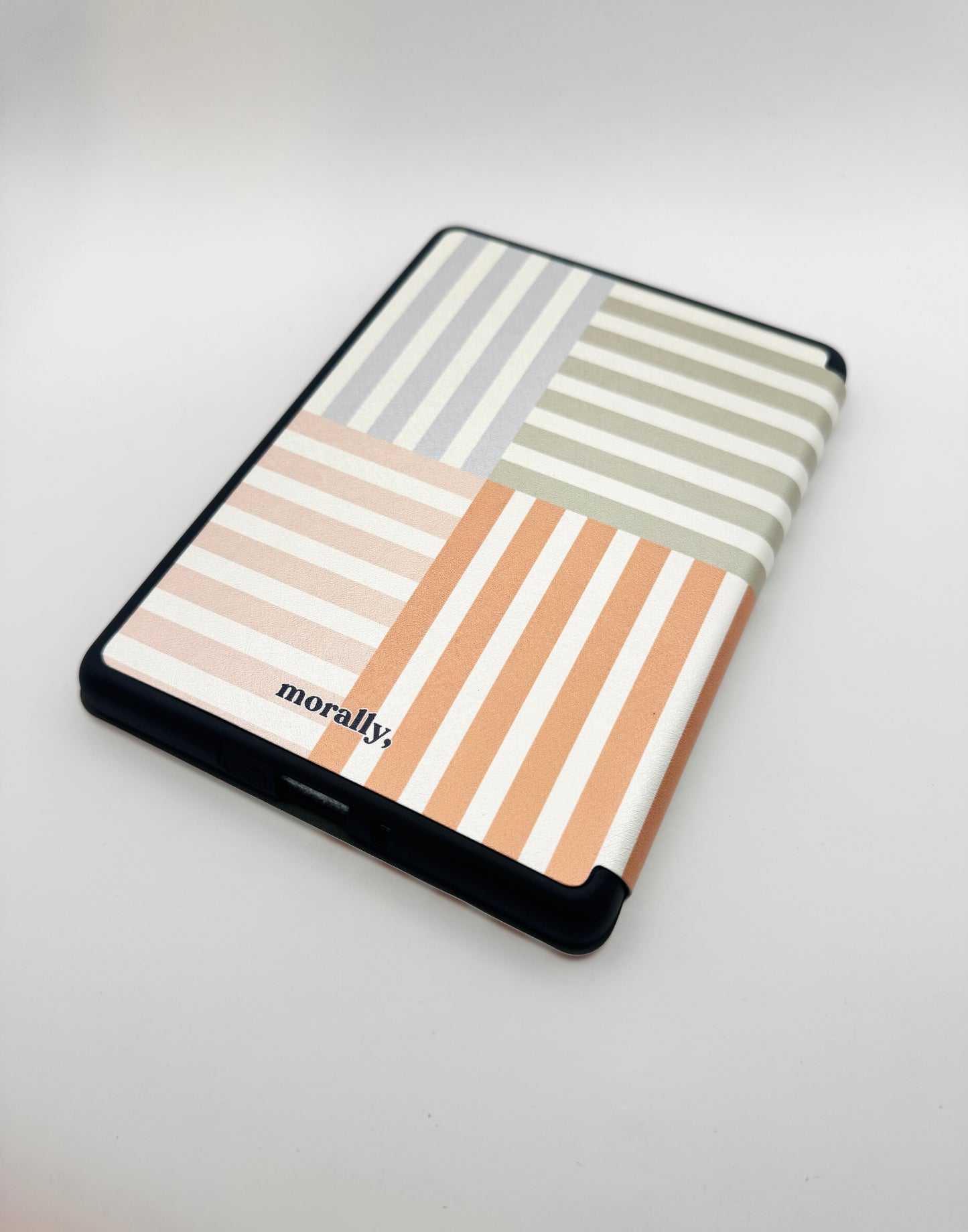 Neutral Stripes Kindle Case with Back Magnet and Hand Strap