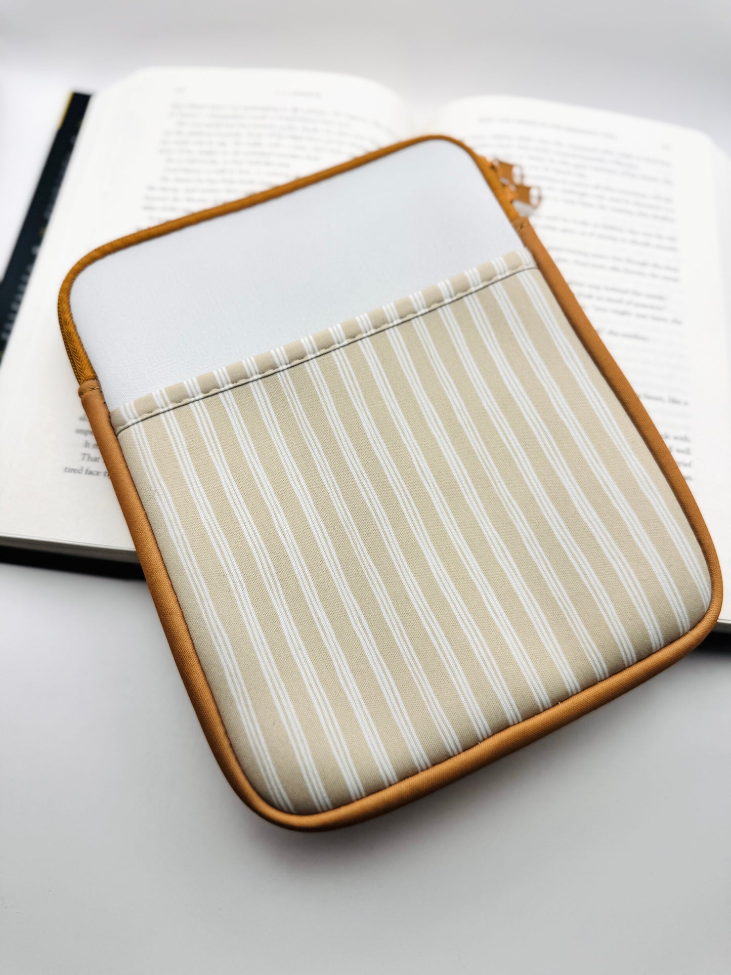 Neutral Stripes Book + E-reader Pouch