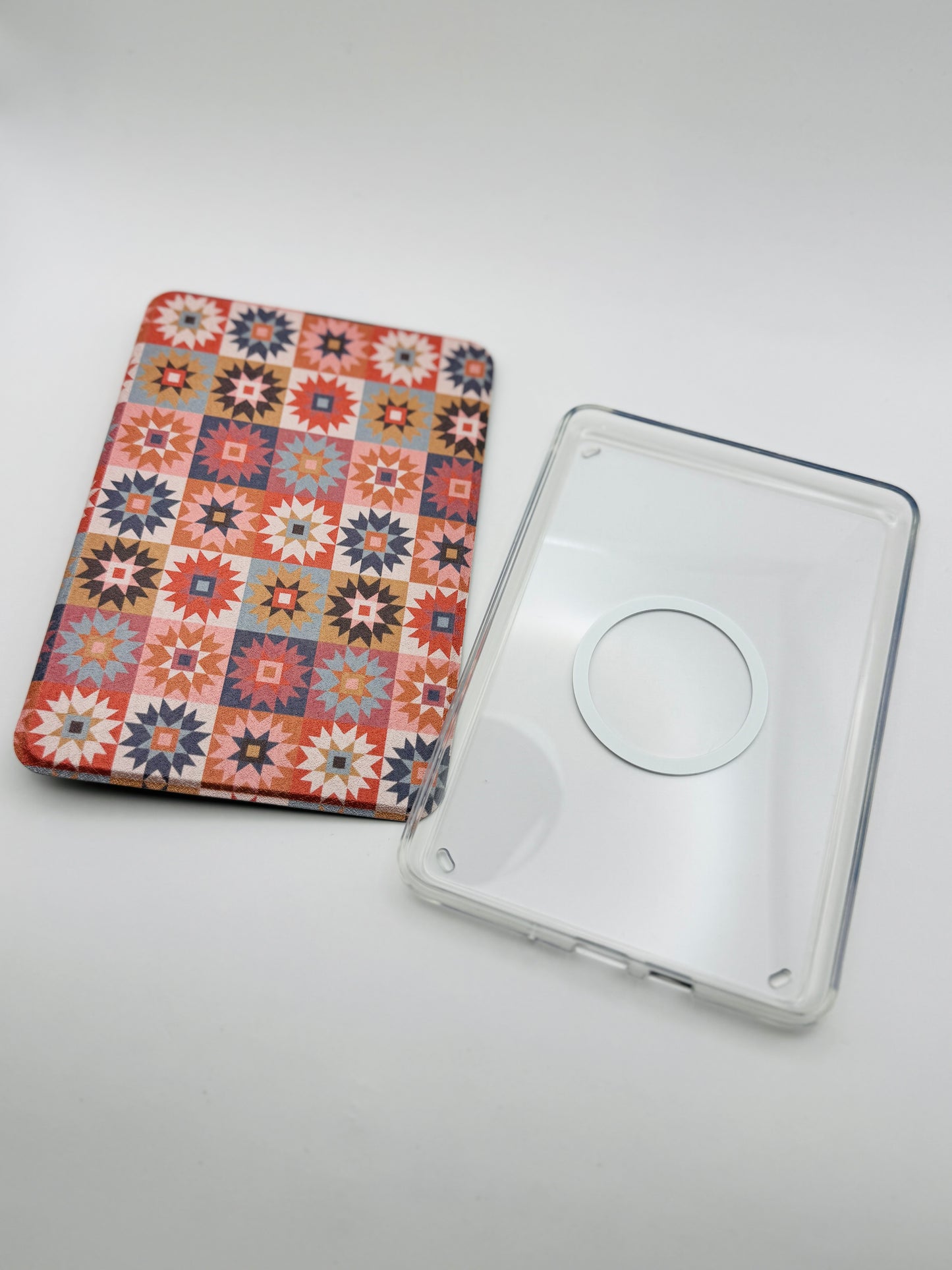 Patchwork Kindle Case with Clear Back and Removable Cover