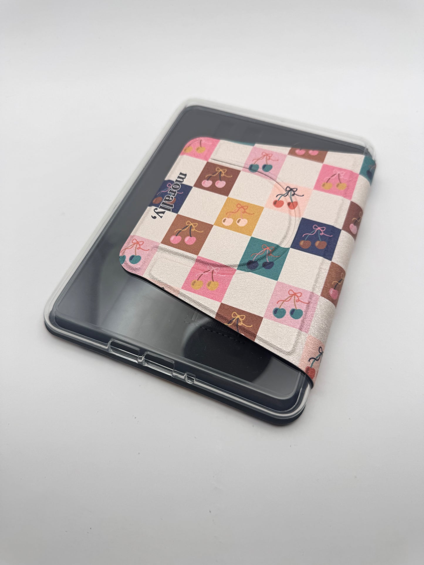 Cheeky Cherries Kindle Case with Clear Back and Removable Cover & Hand Strap