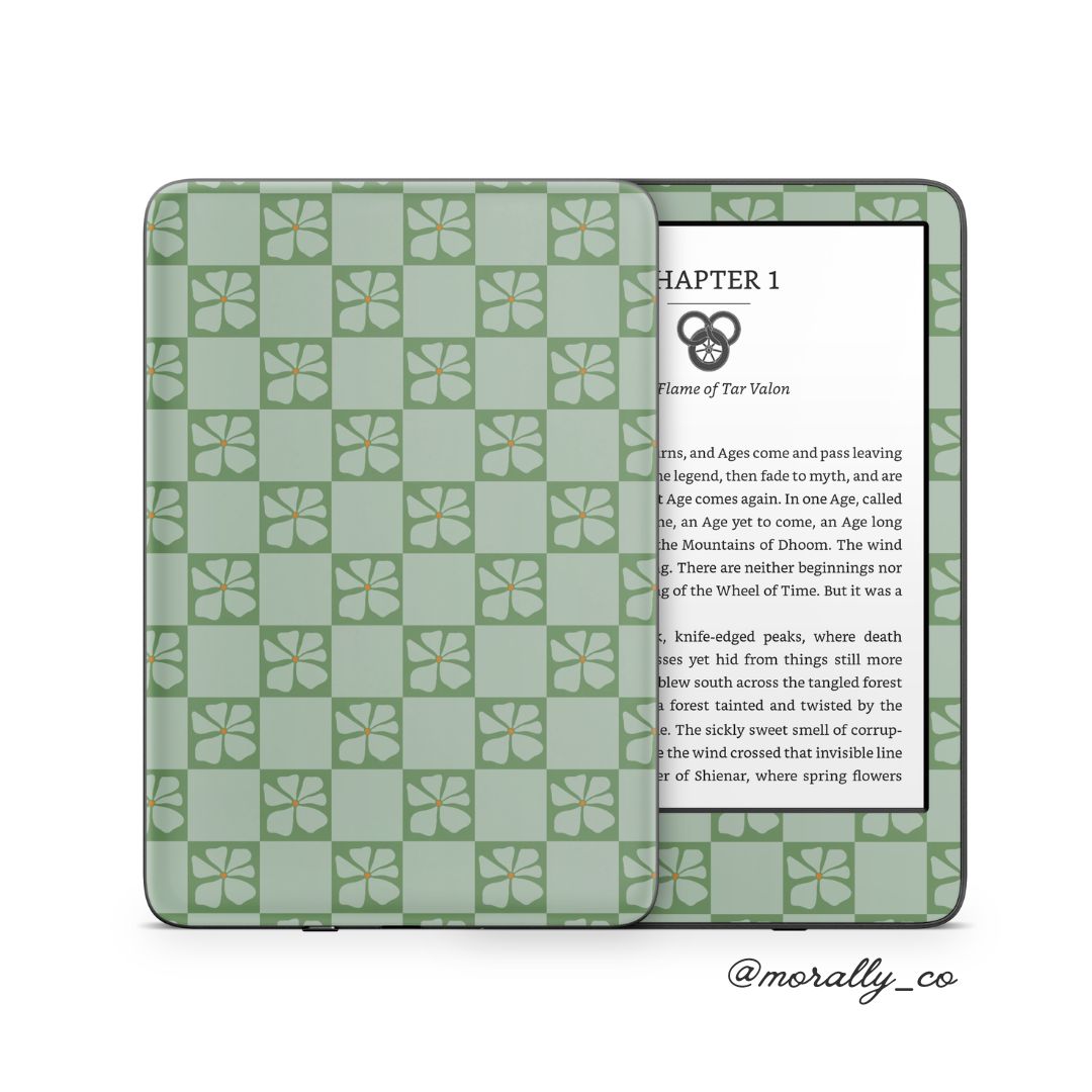 Garden Check Green Kindle Skin