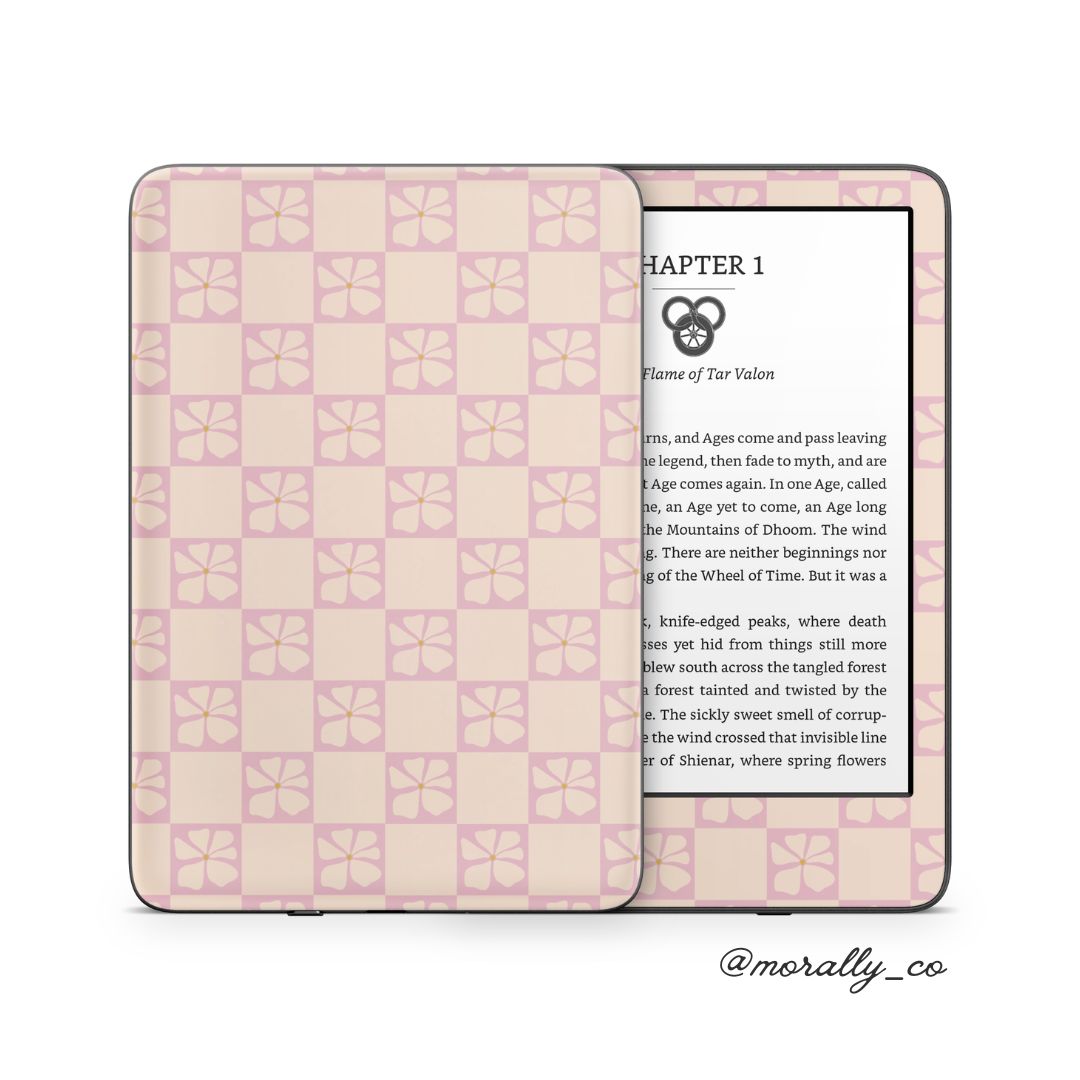 Garden Check Pink Kindle Skin