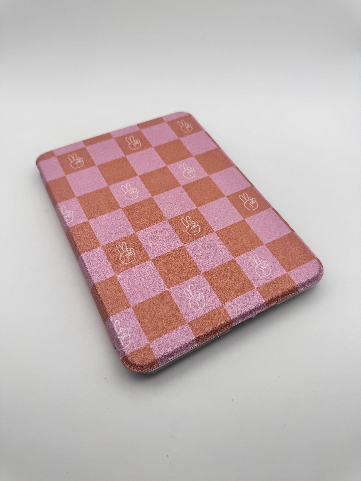Peace Checker Kindle Case with Clear Back and Removable Cover & Hand Strap