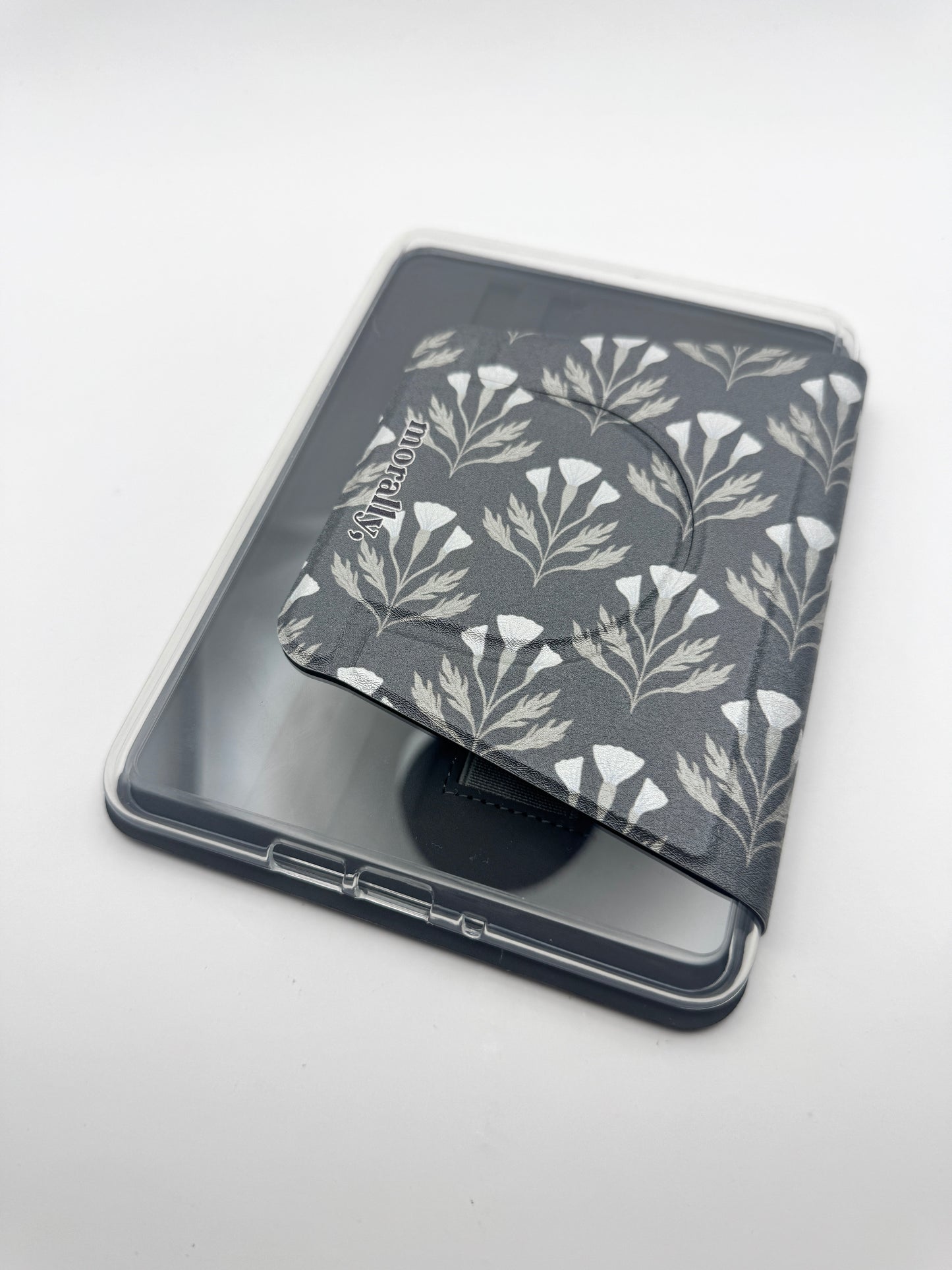 Vintage Florals Kindle Case with Clear Back and Removable Cover & Hand Strap