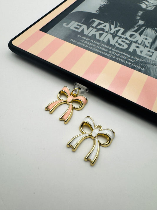 Pink Bow & White Bow Kindle Charm