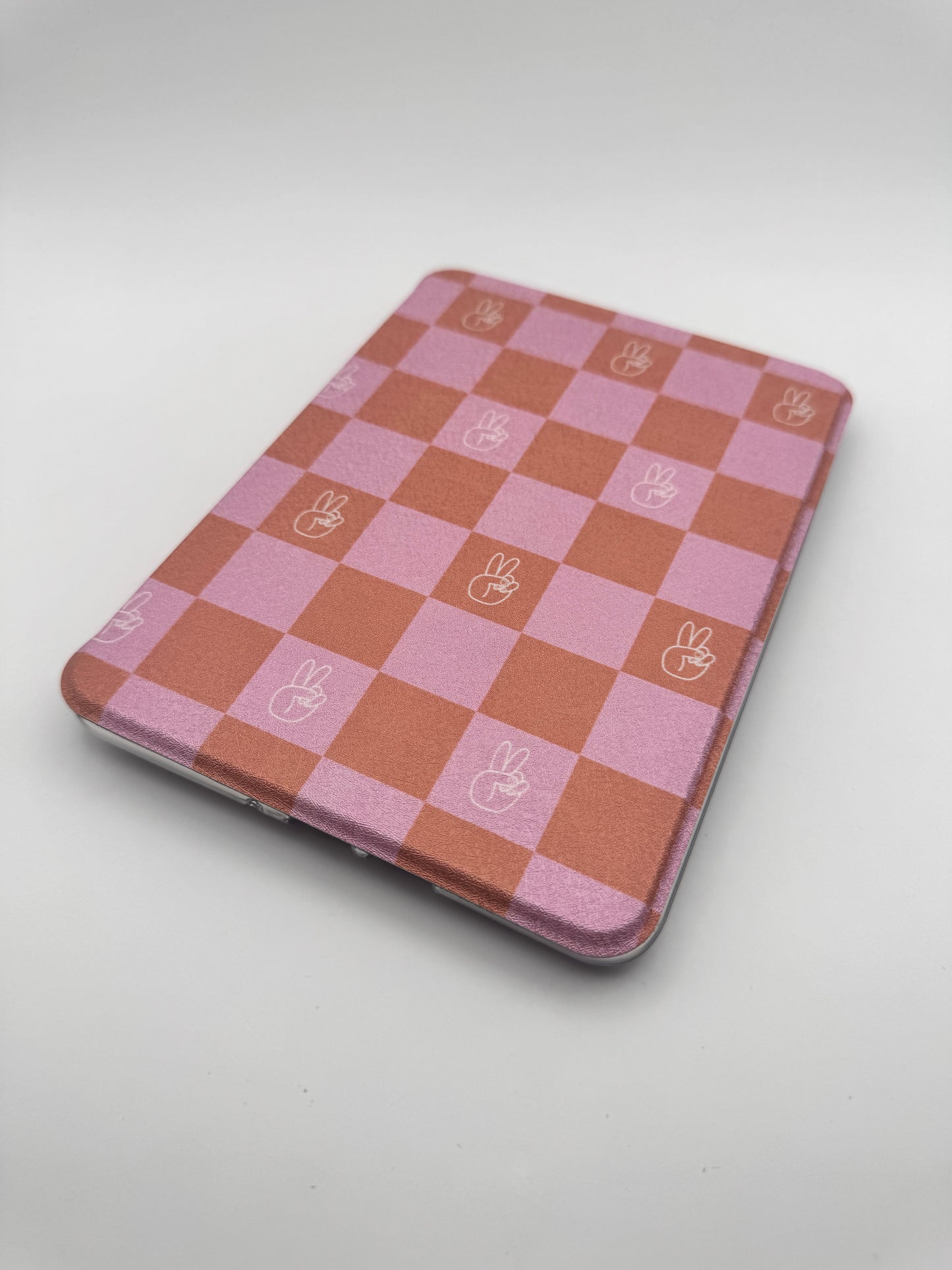 Peace Checker Kindle Case with Clear Back and Removable Cover & Hand Strap