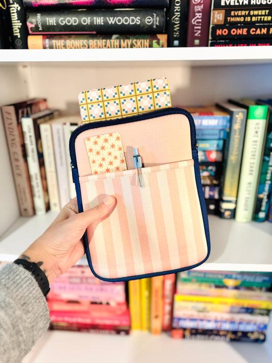 Peach & Navy Color Block Book + E-reader Pouch