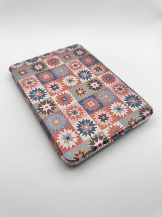 Patchwork Kindle Case with Clear Back and Removable Cover & Hand Strap