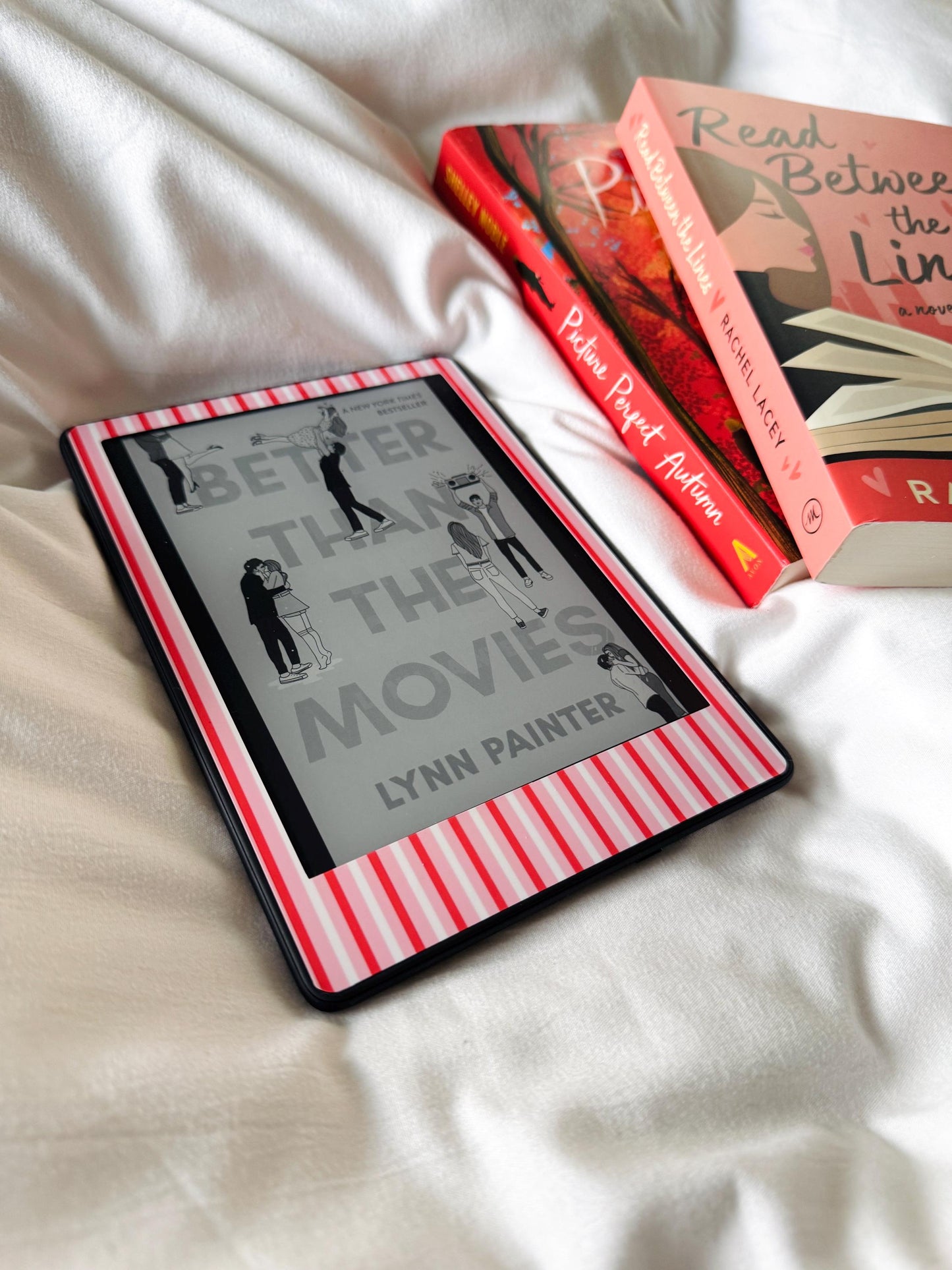 Red White & Royal Pink Pinstripe Kindle Skin